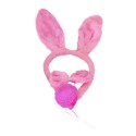Zestaw królik różowy opaska z uszami muszka ogon