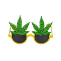 Okulary żółte "Pan ziółko" z liśćmi marihuany