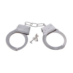 Kajdanki policyjne metalowe srebrne strój policja