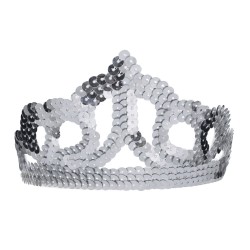 Korona tiara księżniczki pokryta cekinami srebrna