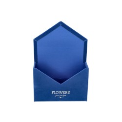 Flowerbox koperta welurowy niebieski kwiaty 6x29cm