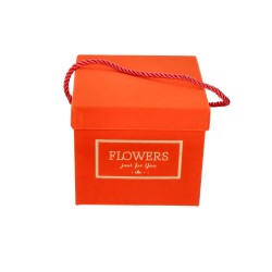 Flowerbox kwadratowy pomarańczowy kwiaty 15x13cm