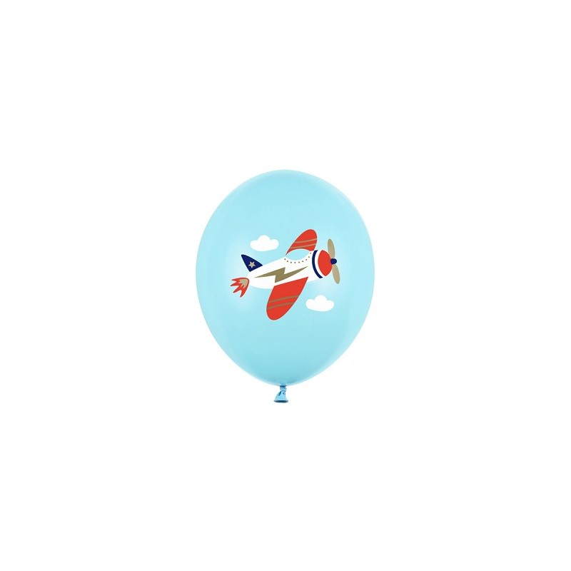 Balony lateksowe samolot pastel niebieski 50szt - 1