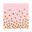 Serwetki papierowe różowe w złote kropki groszki - 1