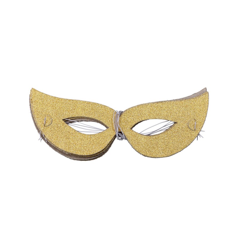 Maski papierowe złote z brokatowym ornamentem
