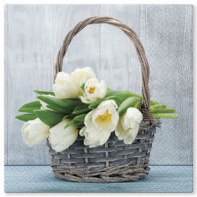 Serwetki papierowe tulipany w koszyku wiosna 20szt - 1