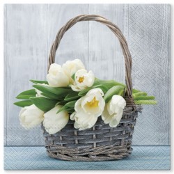 Serwetki papierowe tulipany w koszyku wiosna 20szt
