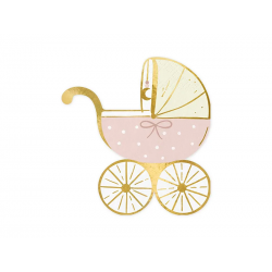 Serwetki papierowe wózek baby shower złote 20szt