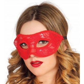 Maska na twarz koronkowa czerwona karnawałowa - 1