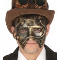 Maska steampunkowa metaliczna złota robotyczna - 1