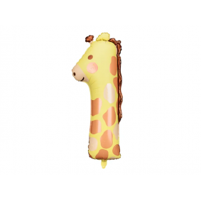 Balon foliowy cyfra 1 Żyrafa urodzinowa na hel - 1