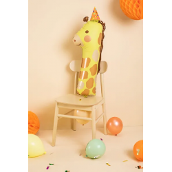 Balon foliowy cyfra 1 Żyrafa urodzinowa na hel - 3