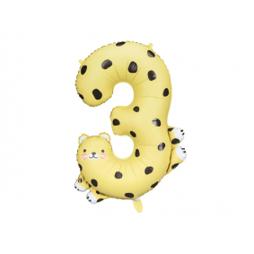 Balon foliowy cyfra 3 Gepard urodzinowy na hel - 1