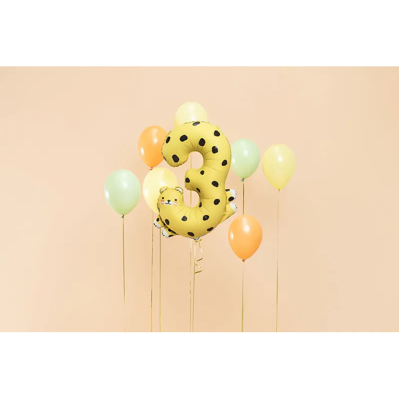 Balon foliowy cyfra 3 Gepard urodzinowy na hel - 2