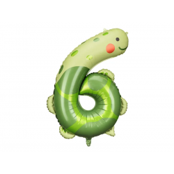 Balon foliowy cyfra 6 Żółw urodzinowy na hel - 2
