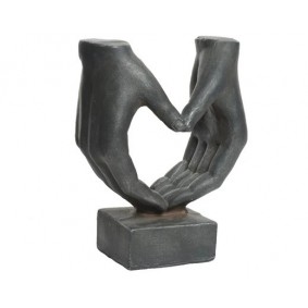 Statuetka serce z dłoni grafitowe szare 17x29x37cm - 1