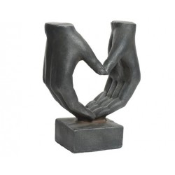 Statuetka serce z dłoni grafitowe szare 17x29x37cm - 1