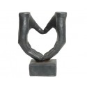 Statuetka serce z dłoni grafitowe szare 17x29x37cm - 2