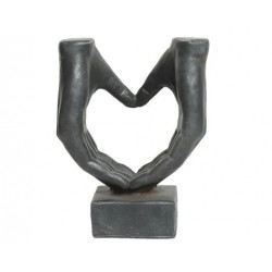 Statuetka serce z dłoni grafitowe szare 17x29x37cm - 2