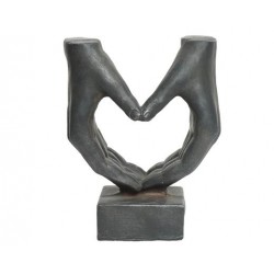 Statuetka serce z dłoni grafitowe szare 17x29x37cm - 3