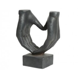 Statuetka serce z dłoni grafitowe szare 17x29x37cm - 4