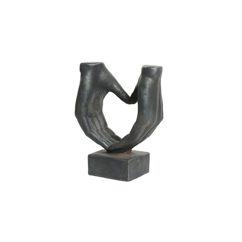 Statuetka serce z dłoni grafitowe szare 17x29x37cm - 4