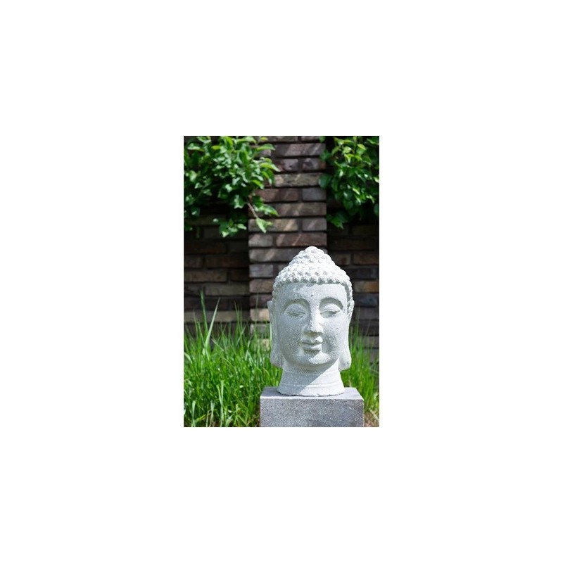 Głowa Buddy szara posąg figura ogrodowa 24x24x41cm - 2