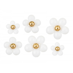 Zestaw balonów lateksowych Kwiaty biało-złote