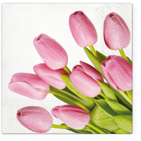 Serwetki papierowe różowe tulipany wiosenne 20szt - 1