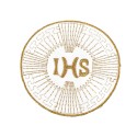 Biały Emblemat komunijny złoty haft IHS komunia św