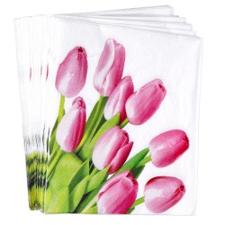 Serwetki papierowe różowe tulipany wiosenne 20szt