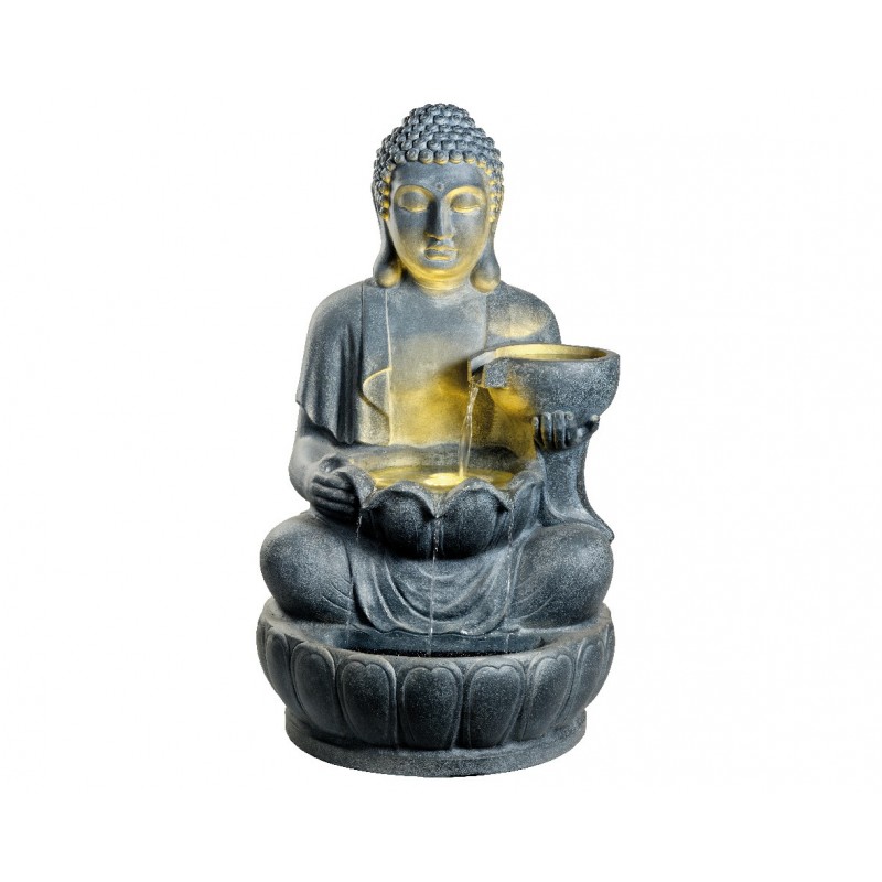 Fontanna figura siedzący Budda antracyt ogrodowa - 1