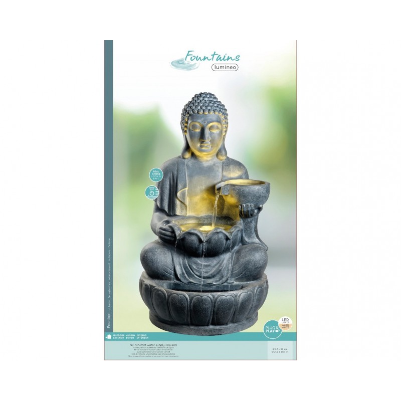 Fontanna figura siedzący Budda antracyt ogrodowa - 2