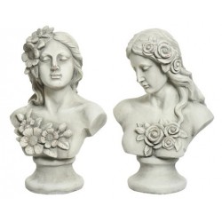 Biała figura dekoracyjna popiersie kobiety kwiaty - 9