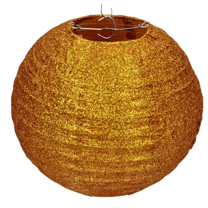 Lampion brokatowy złoty okrągły dekoracyjny 20cm