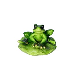 Figurka żaby siedzącej na liściu 6x8x8cm ozdobna