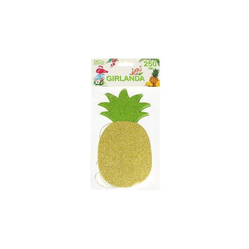 Girlanda brokatowa Ananas zielone listki dekoracja - 1