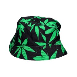 Kapelusz marihuana czarny bucket hat z listkami
