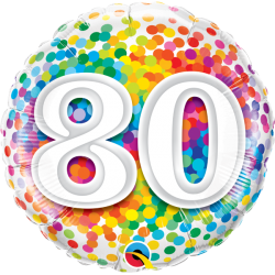 Balon foliowy kolorowe konfetti 80 urodziny ozdoba