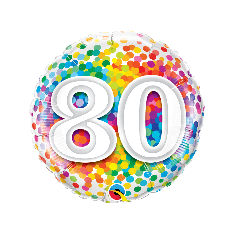 Balon foliowy kolorowe konfetti 80 urodziny ozdoba - 1