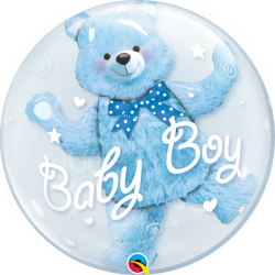 Balon gumowy niebieski miś baby shower chłopca