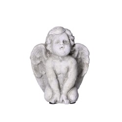 Figurka ozdobna skrzydlaty aniołek klęczący szary
