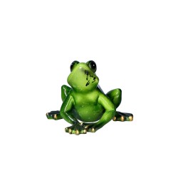 Figurka żaba siedząca zielona ozdobna mała płazy