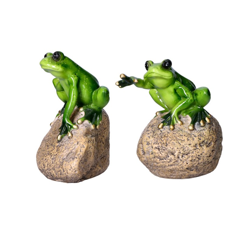 Figurka żaba na kamieniu 9x10x8cm