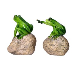 Figurka żaba na kamieniu 9x10x8cm
