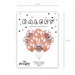Balony stroik na urodziny z konfetti różowe złoto - 2