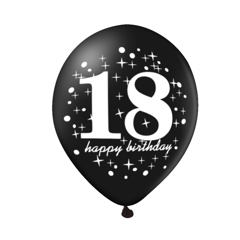 Balony urodzinowe na 18 urodziny złote czarne 6szt - 2