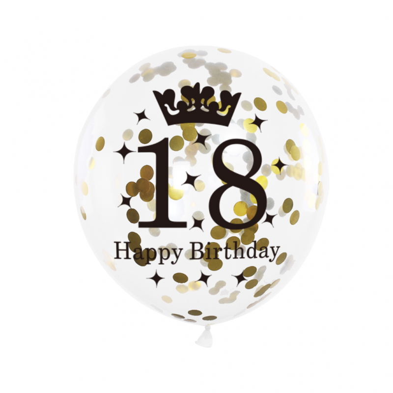 Balony urodzinowe na 18 urodziny złote czarne 6szt - 3