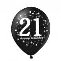 Balony urodzinowe na 21 urodziny złote czarne 6szt - 2