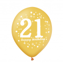 Balony urodzinowe na 21 urodziny złote czarne 6szt - 3